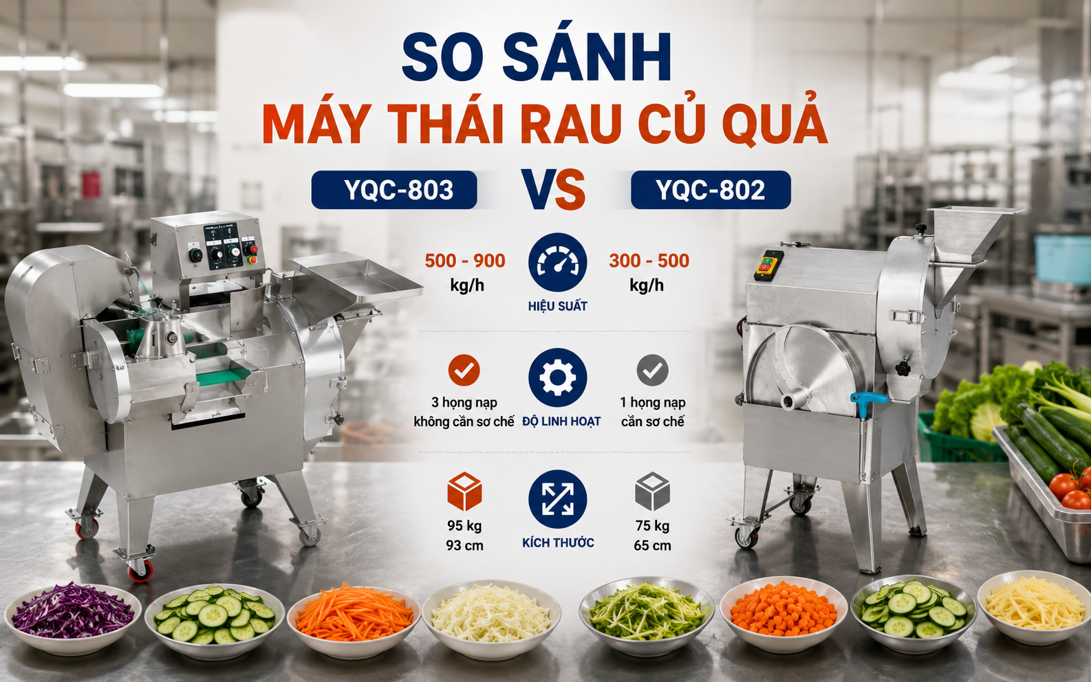 So Sánh máy thái rau củ quả YQC-802 và YQC-802