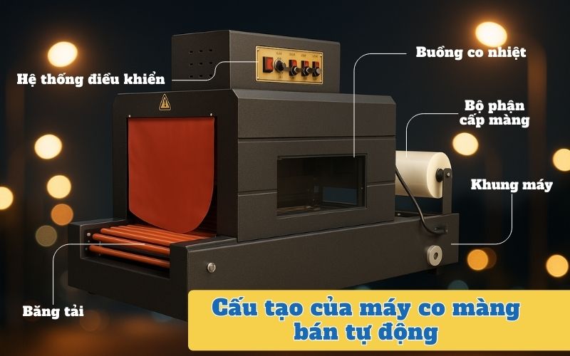 Cấu tạo của máy co màng bán tự động