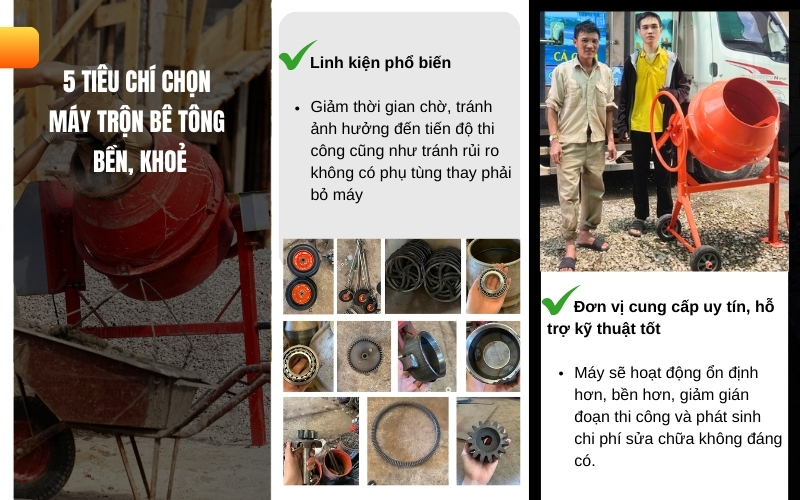 5 tiêu chí chọn máy trộn bê tông bền khoẻ