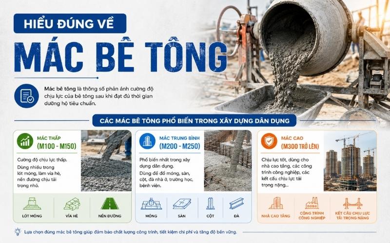 Hiểu đúng về mác bê tông trước khi tính tỷ lệ phối trộn