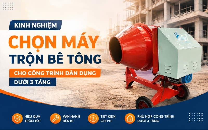 Kinh nghiệm chọn máy trộn bê tông cho công trình dân dụng dưới 3 tầng