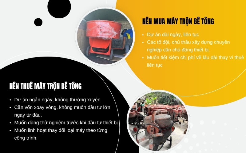 Mua và thuê máy trộn bê tông, cái nào lợi hơn