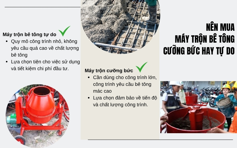 Nên mua máy trộn bê tông cưỡng bức hay tự do