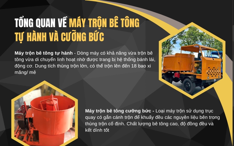Tổng quan về máy trộn bê tông tự hành và cưỡng bức