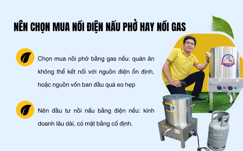 Nên chọn mua nồi điện nấu phở hay nồi gas?