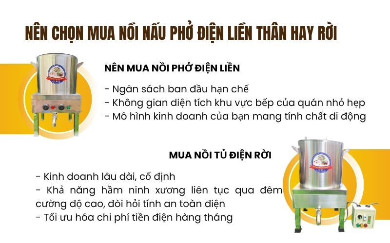 Nên chọn mua nồi nấu phở điện liền thân hay rời
