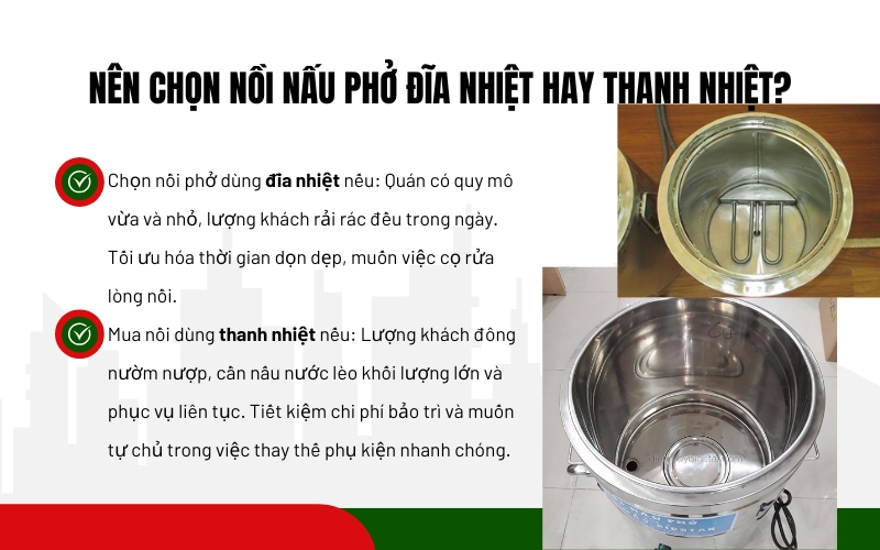 Nên chọn nồi nấu phở đĩa nhiệt hay thanh nhiệt?
