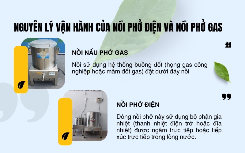 Nguyên lý vận hành của nồi phở điện và nồi phở gas