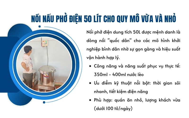 Nồi nấu phở điện 50 Lít cho quy mô vừa và nhỏ
