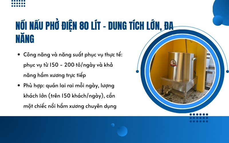 Nồi nấu phở 80 Lít - Dung tích lớn, đa năng