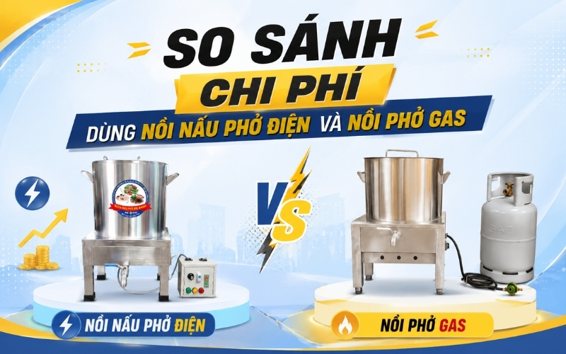 So sánh chi phí dùng nồi nấu phở điện và nồi phở gas