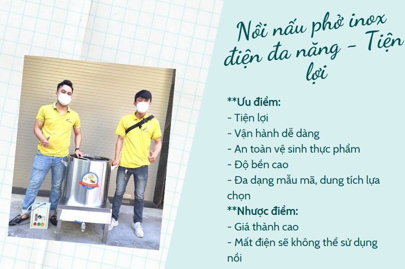 Ưu nhược điểm của nồi nấu phở inox điện