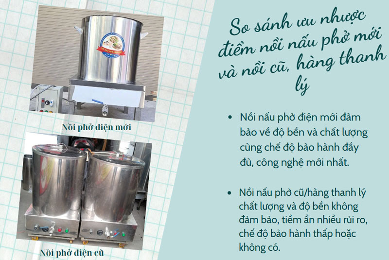 So sánh ưu nhược điểm nồi nấu phở mới và nồi cũ, hàng thanh lý 