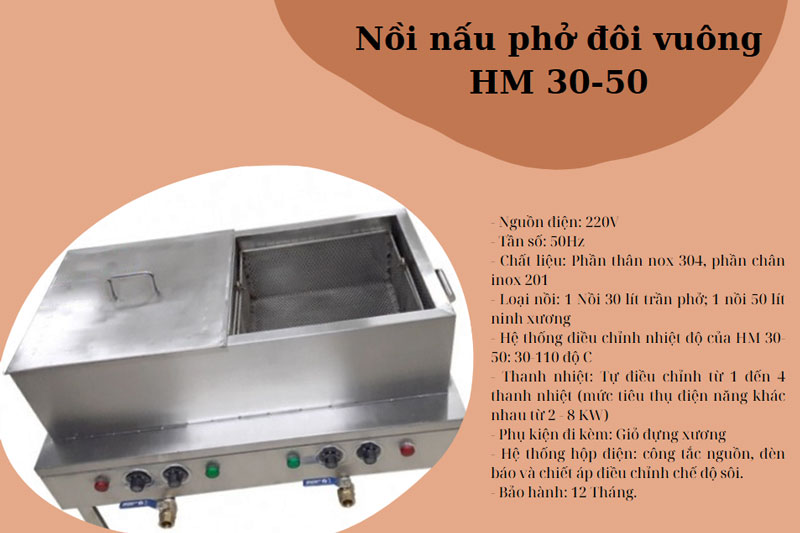 Nồi nấu phở đôi vuông HM 30-50