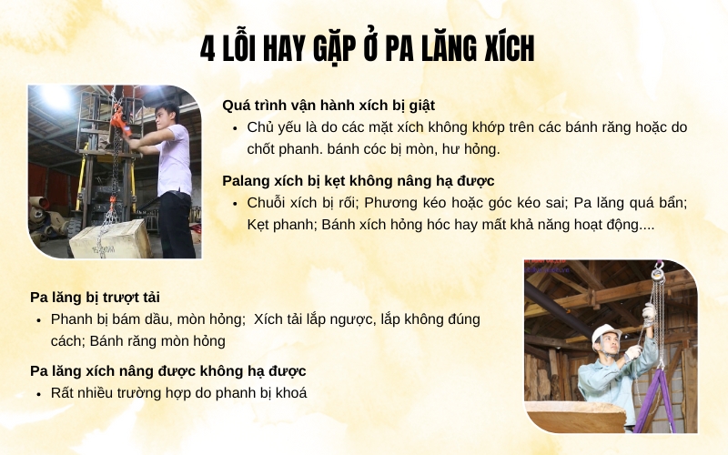 4 lỗi hay gặp ở pa lăng xích