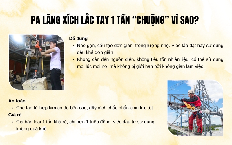 Pa lăng xích lắc tay 1 tấn chuộng vì sao