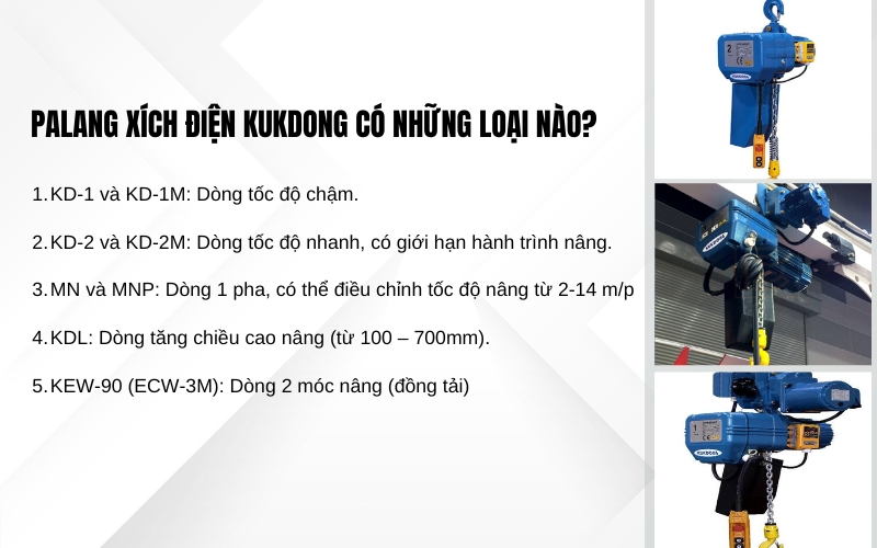 Palang xích điện Kukdong có những loại nào