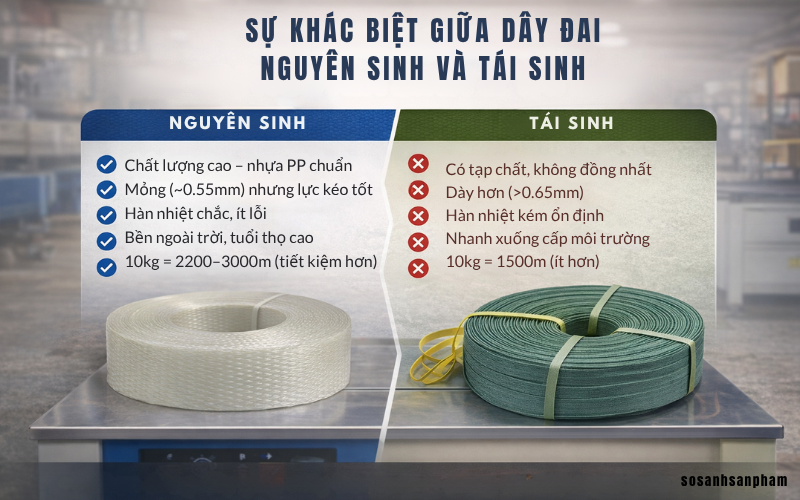 Sự khác biệt giữa dây đai nguyên sinh và tái sinh