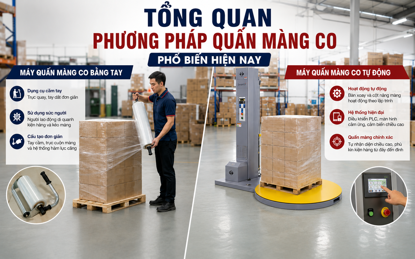 Tổng quan phương pháp quấn màng co phổ biến hiện nay