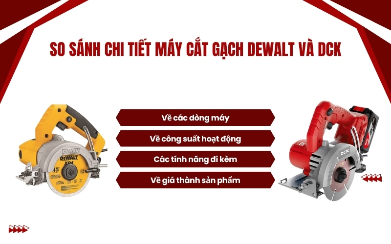 So sánh chi tiết máy cắt gạch Dewalt và DCK