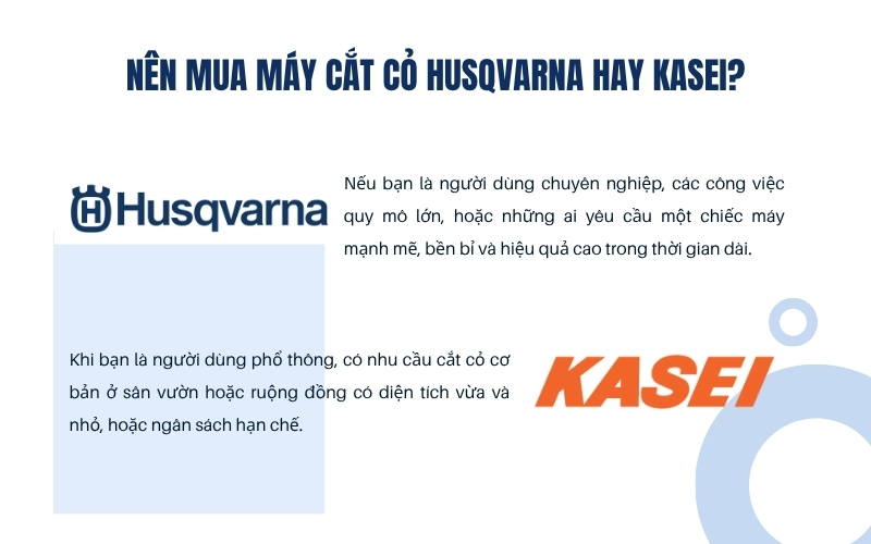 Nên mua máy cắt cỏ Husqvarna hay Kasei?