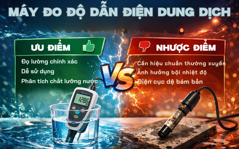 Máy Đo Độ Dẫn Điện Dung Dịch Có Ưu Và Nhược Điểm Gì?