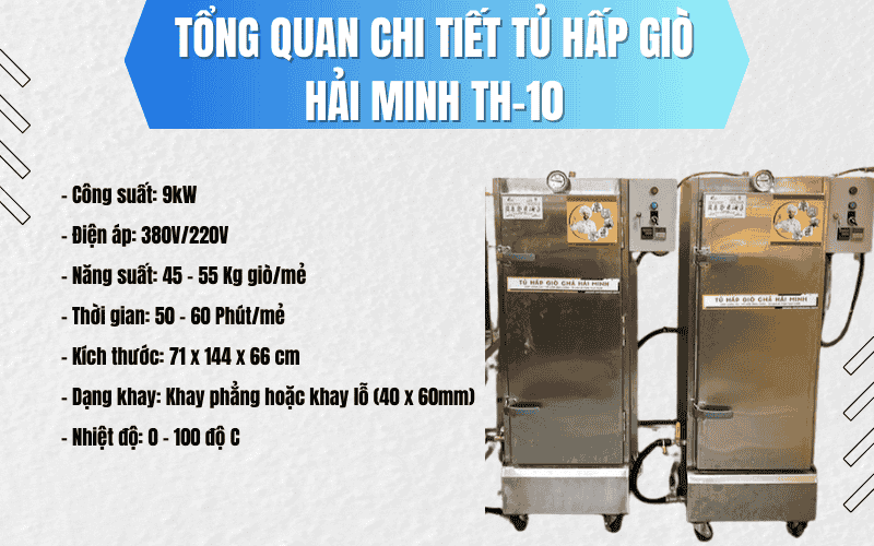 Tổng quan chi tiết tủ hấp giò Hải Minh TH-10